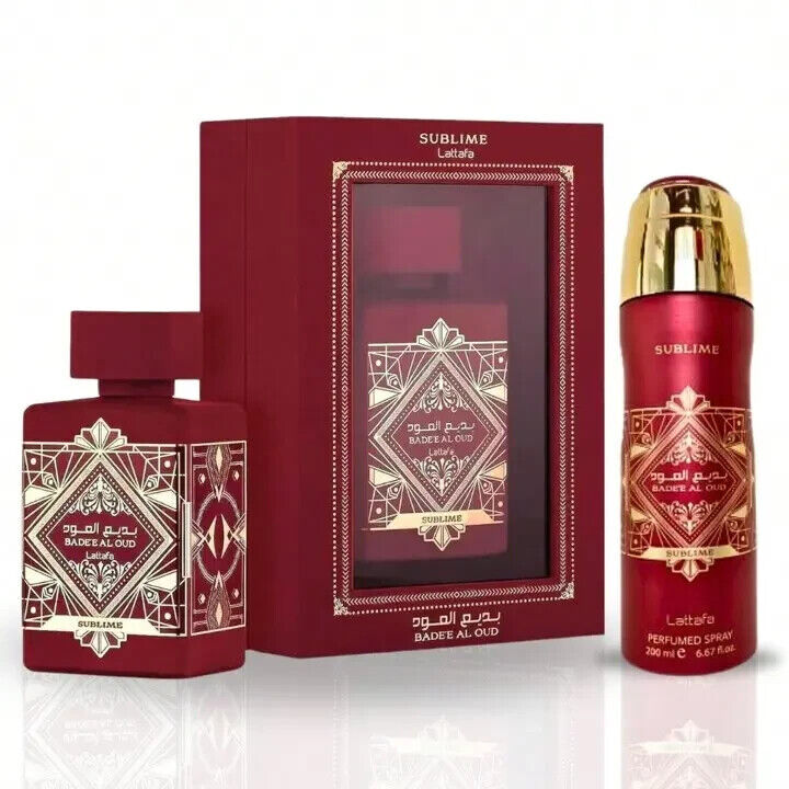 Badee Al Oud Sublime | Gift Set | EDP | Body Spray | Air Freshener | Lattafa