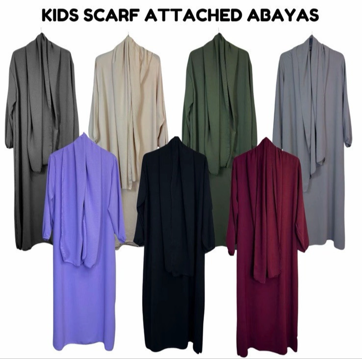Girls Abaya With Scarf | Long Modest Dress | Islamic Muslim Ramadan Prayer Eid