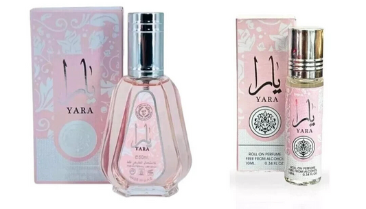 Yara | 2 Perfume Set | 10ml Roll-on + 50ml Spray | Eau De Parfum | Ard Al Zaafaran